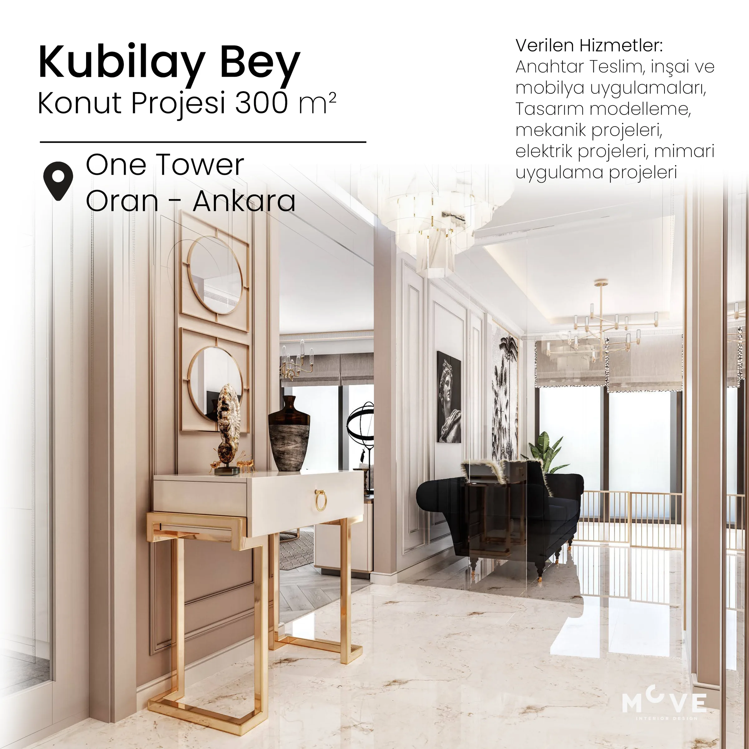 Kubilay Bey One Tower - Anahtar Teslim Rezidans İç Tasarım Projesi