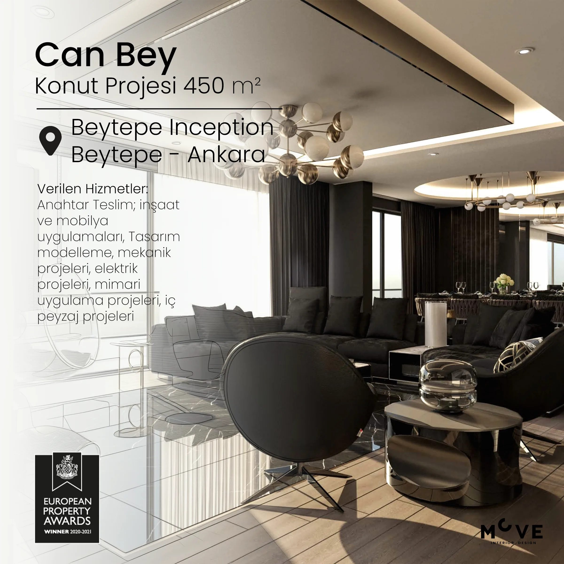 Can Bey | Beytepe Inception - Anahtar Teslim Konut İç Tasarım Projesi